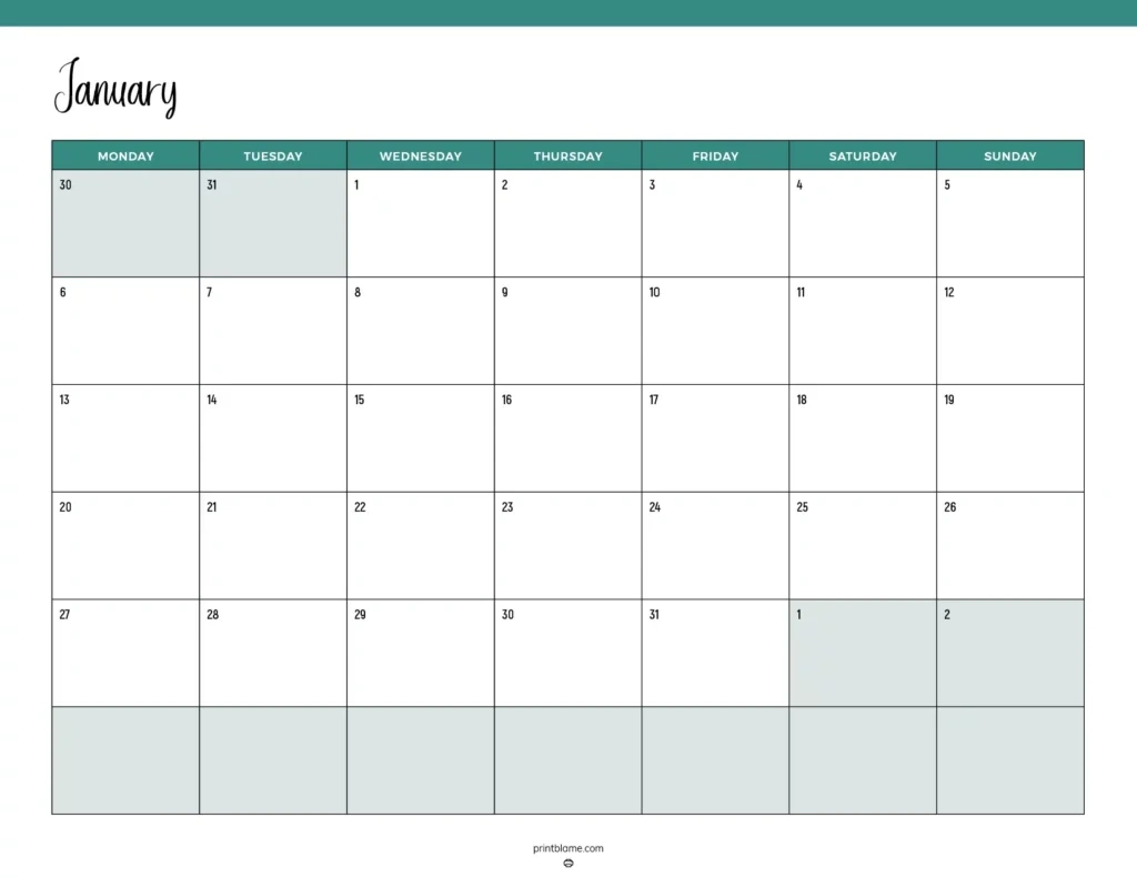 Printable January 2025 Calendars | Free Pdf Downloads pertaining to Free Blank 2025 Calendar Printable