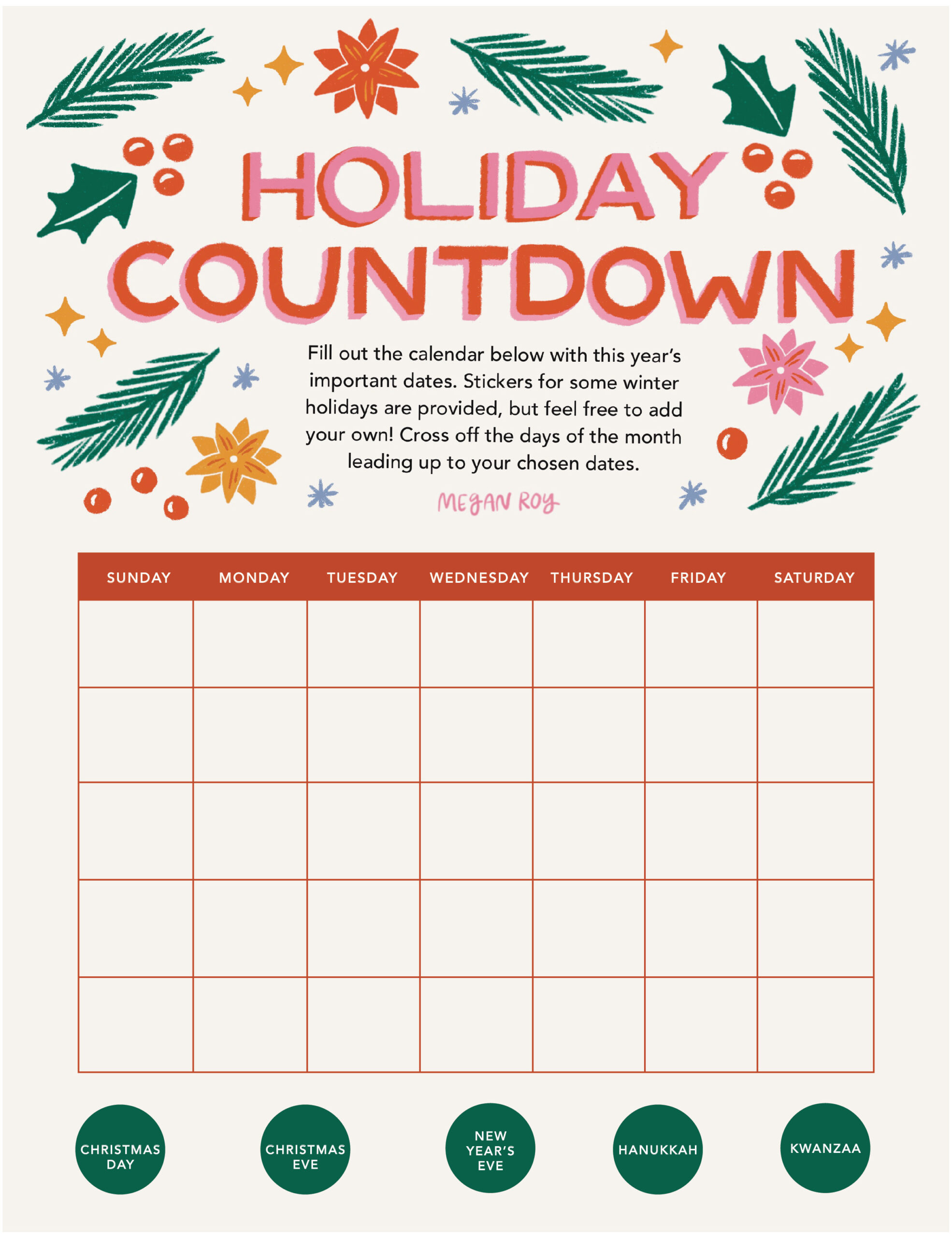 Printables - Holiday Calendar Countdown | Hp® Official Site in Printable Countdown Calendar 2025 For Christmas