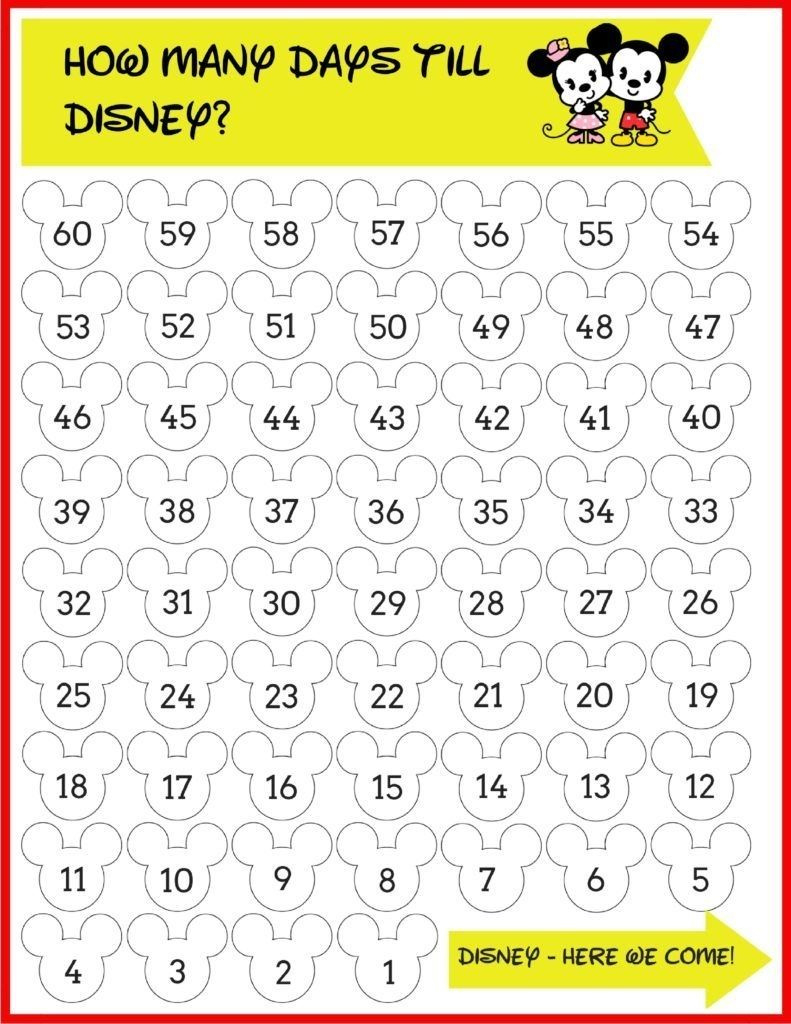 Remarkable Printable Disney Countdown To 60 Calendar – Printable pertaining to 60 Day Countdown Calendar Printable