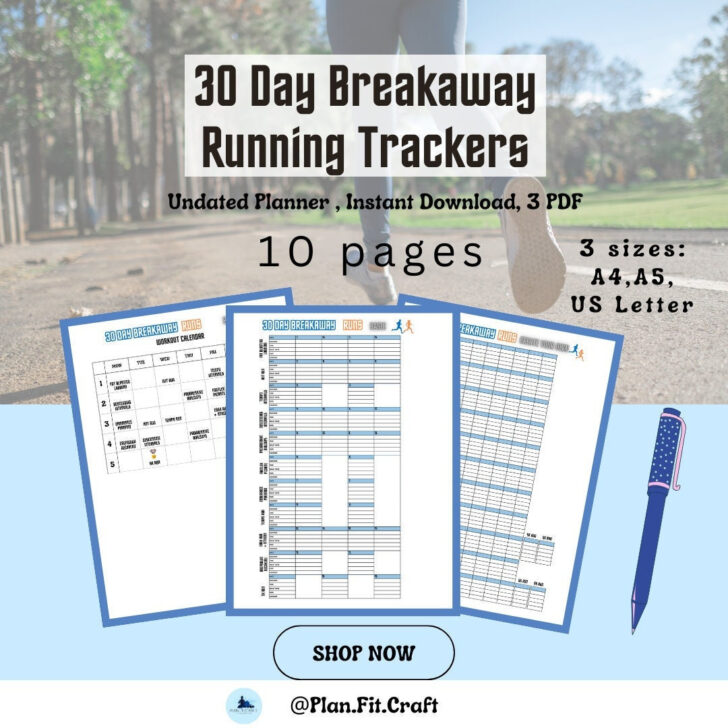 30 Day Breakaway Calendar Printable