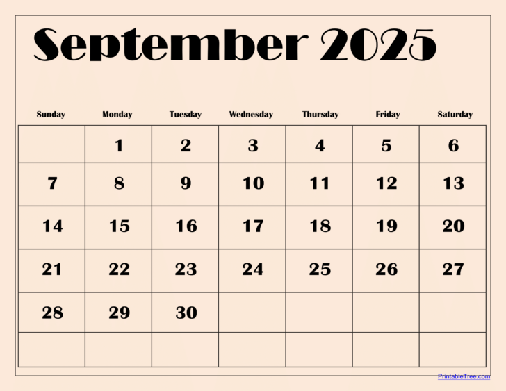 Sept 2025 Calendar Printable Free