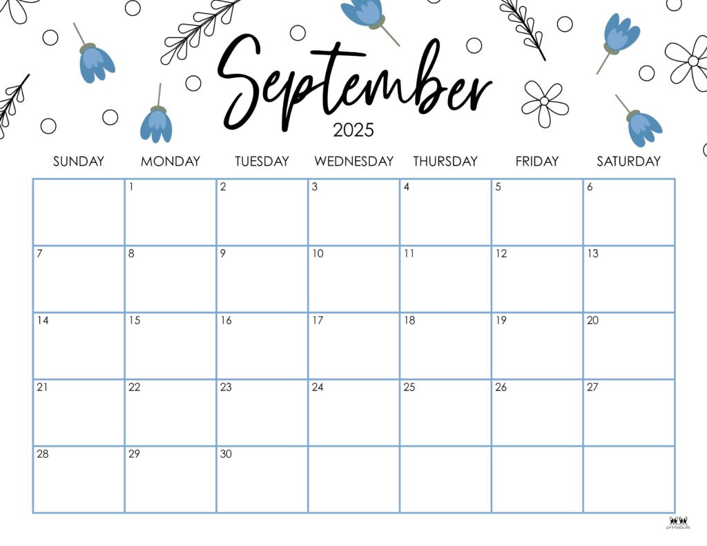 September 2025 Calendars - 107 Free Printables | Printabulls for Free Printable Sept 2025 Calendar