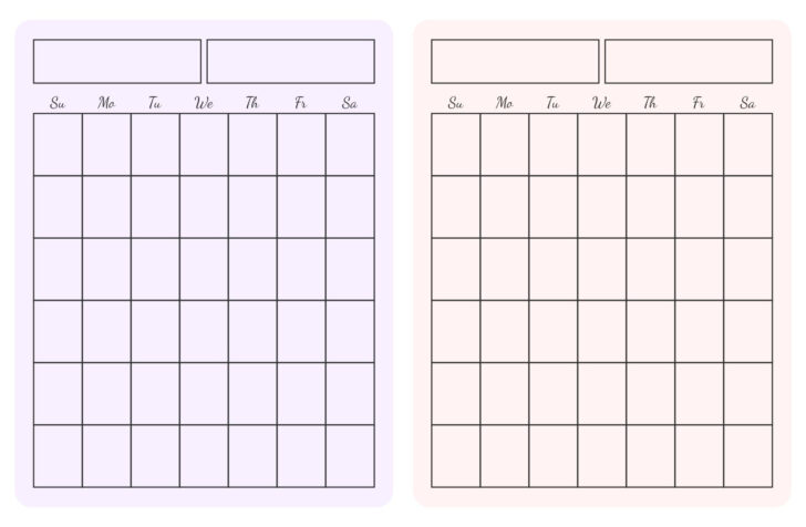 2 Month Calendar Printable Free