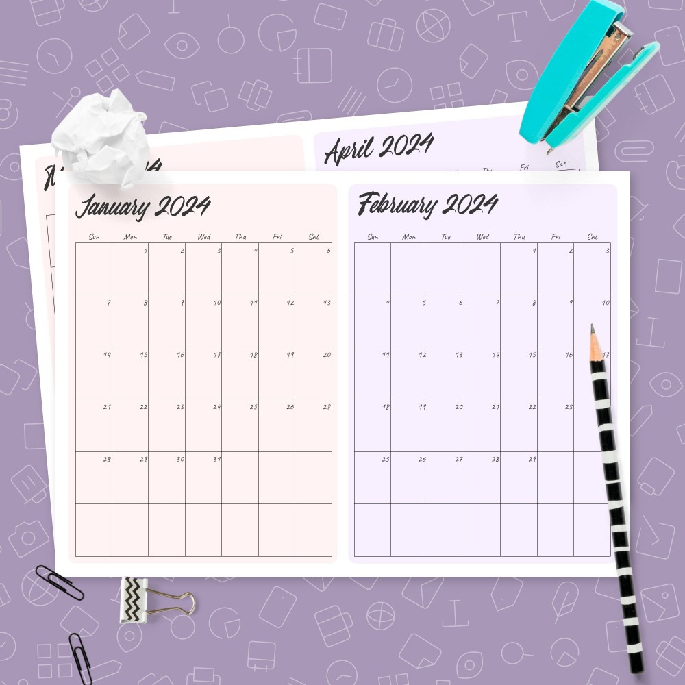 Two Months On Page Calendar Template - Printable Pdf for 2 Month Calendar Printable Free