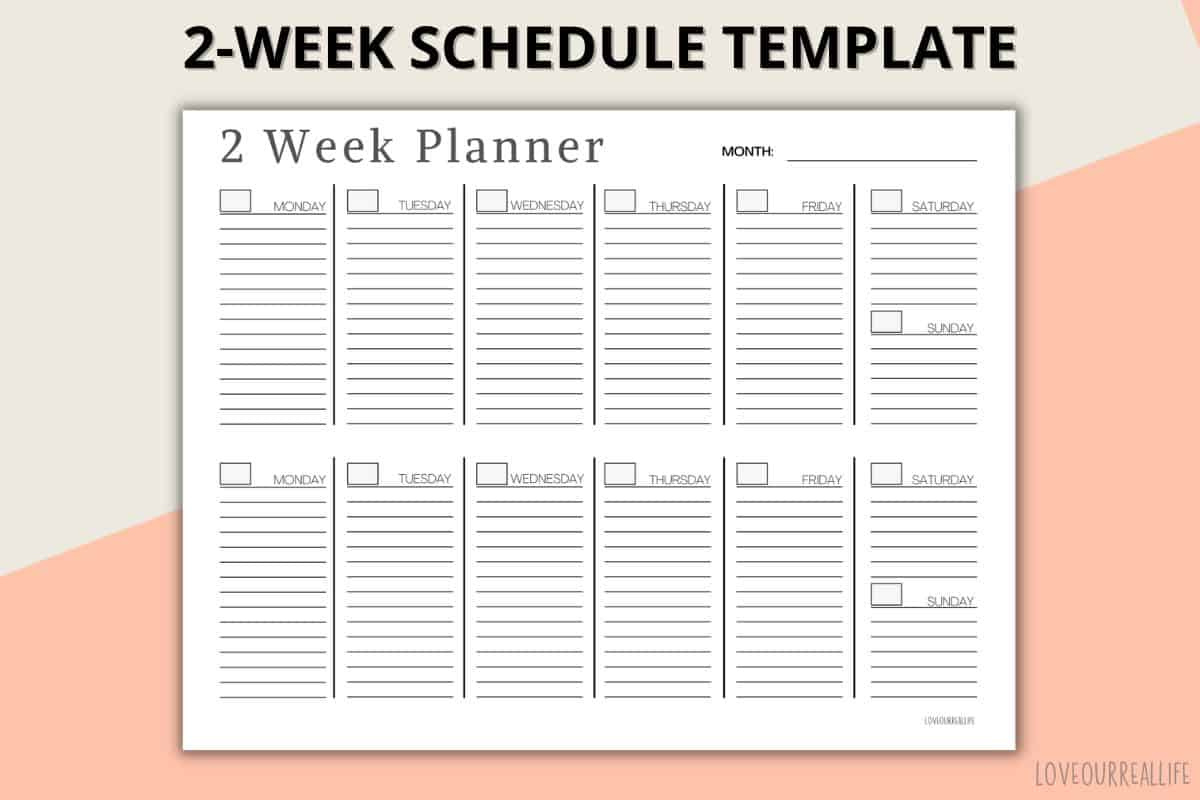 Two Week Calendar Template - Free Printable Weekly Planner ⋆ Love throughout 2 Week Calendar Printable