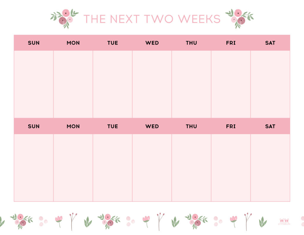 Two Week Planners - Free Printables | Printabulls for 2 Week Printable Calendar