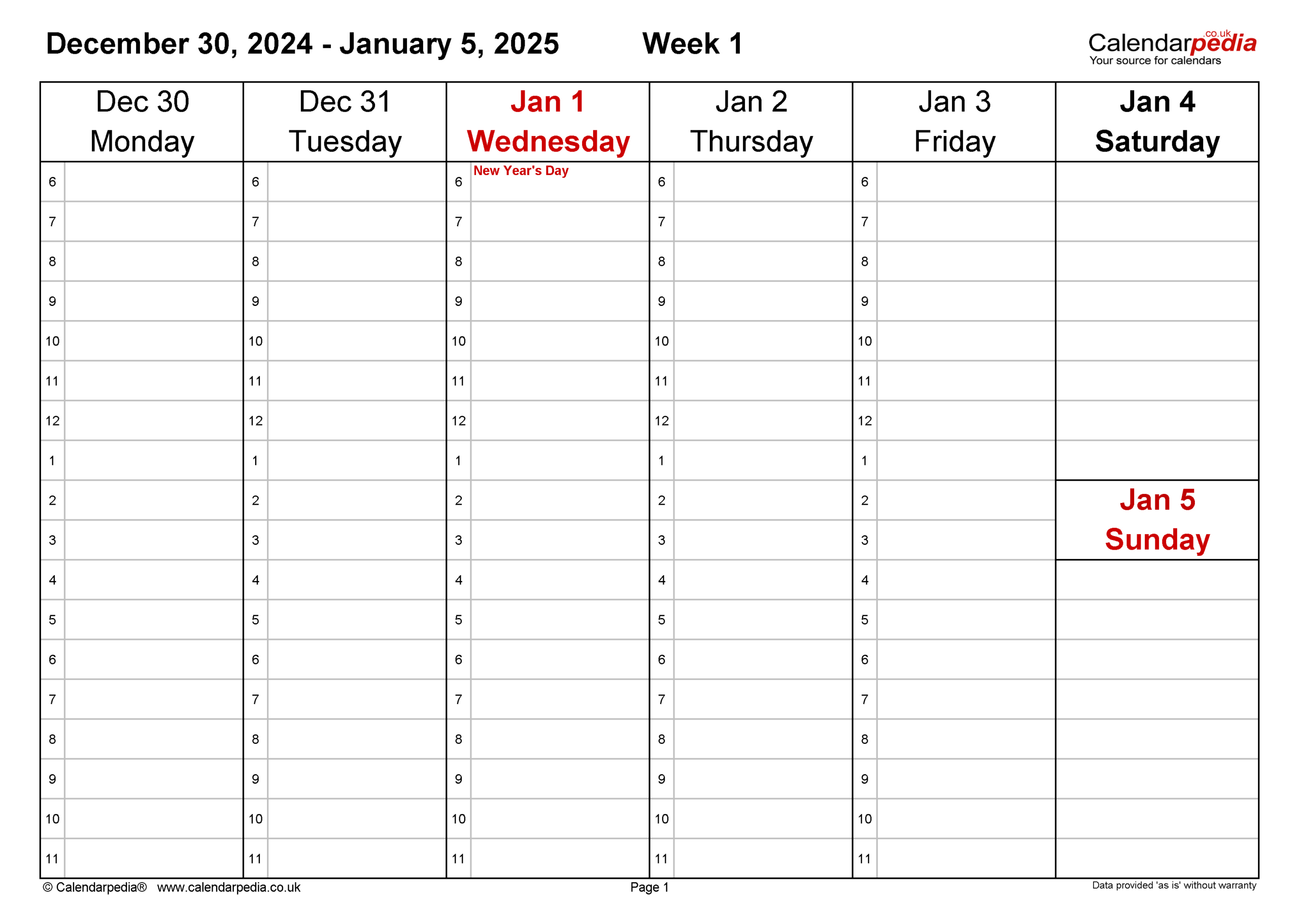 Weekly Calendar 2025 Uk - Free Printable Templates For Pdf for Printable Weekly Calendar 2025 With Times