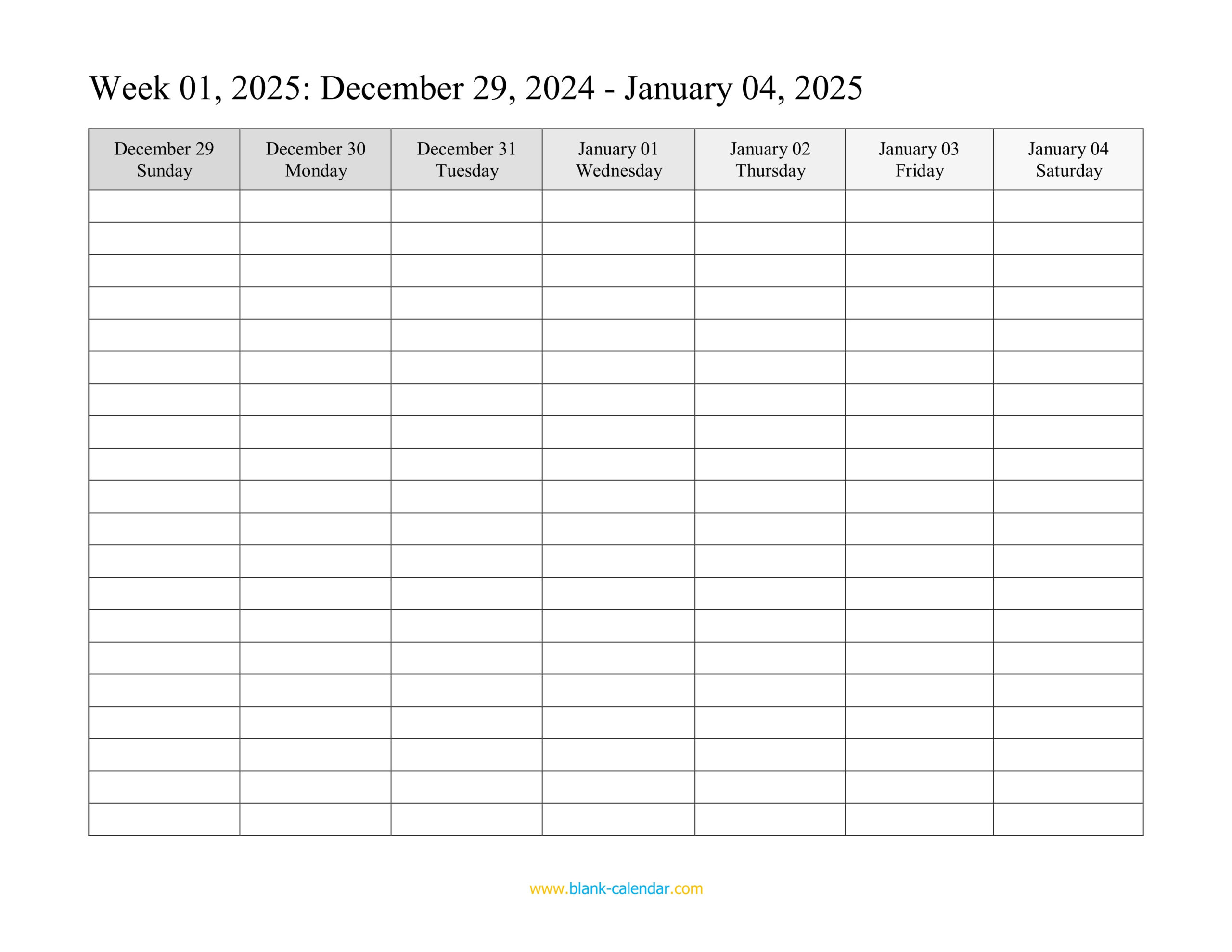 Weekly Calendar 2025 (Word, Excel, Pdf) for Printable Weekly Calendar 2025 With Time Slots