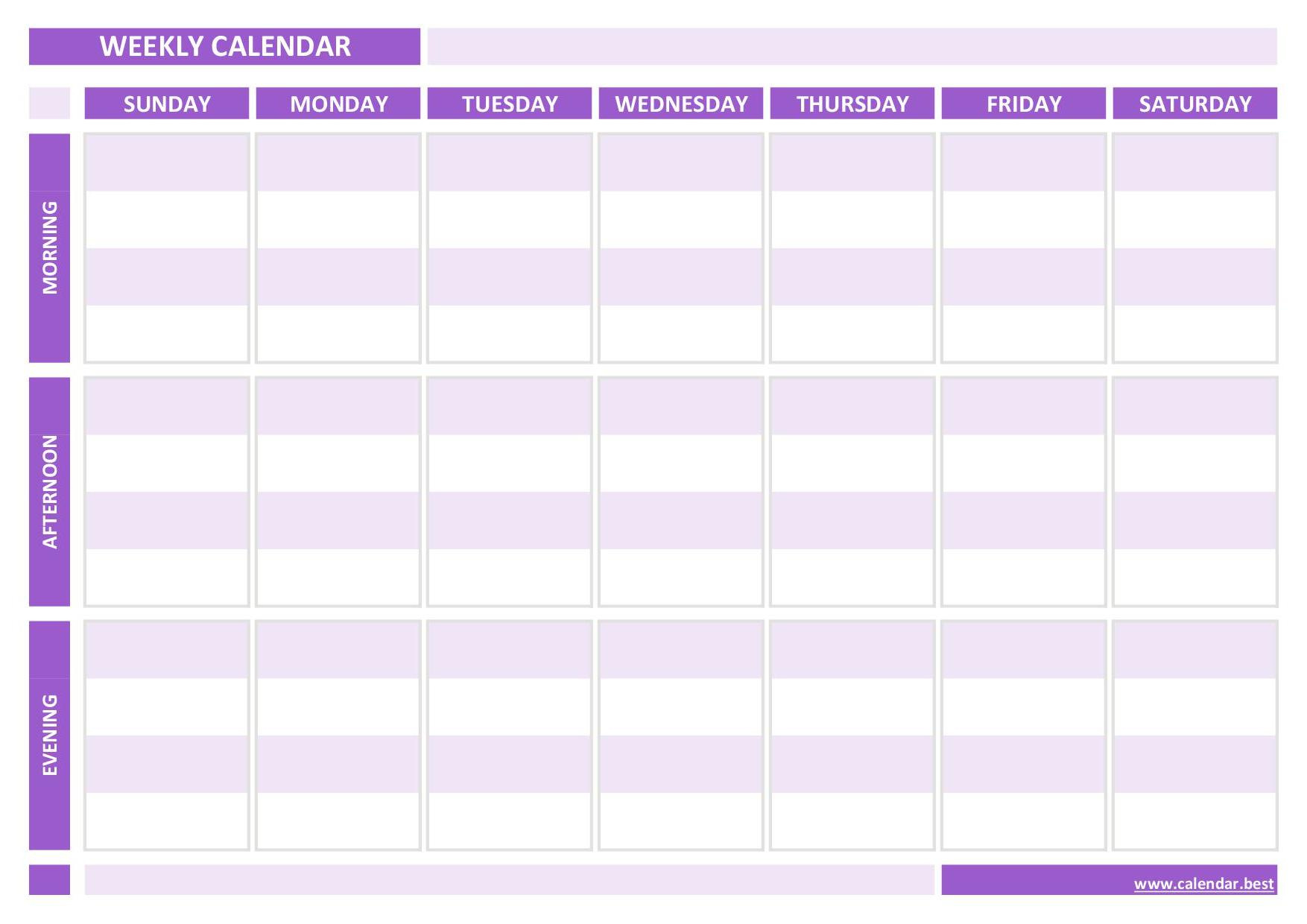 Weekly Calendar, Weekly Schedule -Calendar.best pertaining to 3 Week Calendar Template Printable