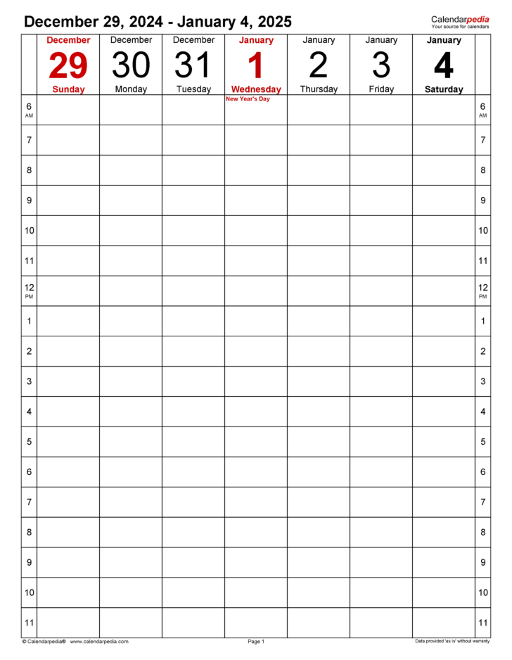 2025 1 Page Calendar Printable Free