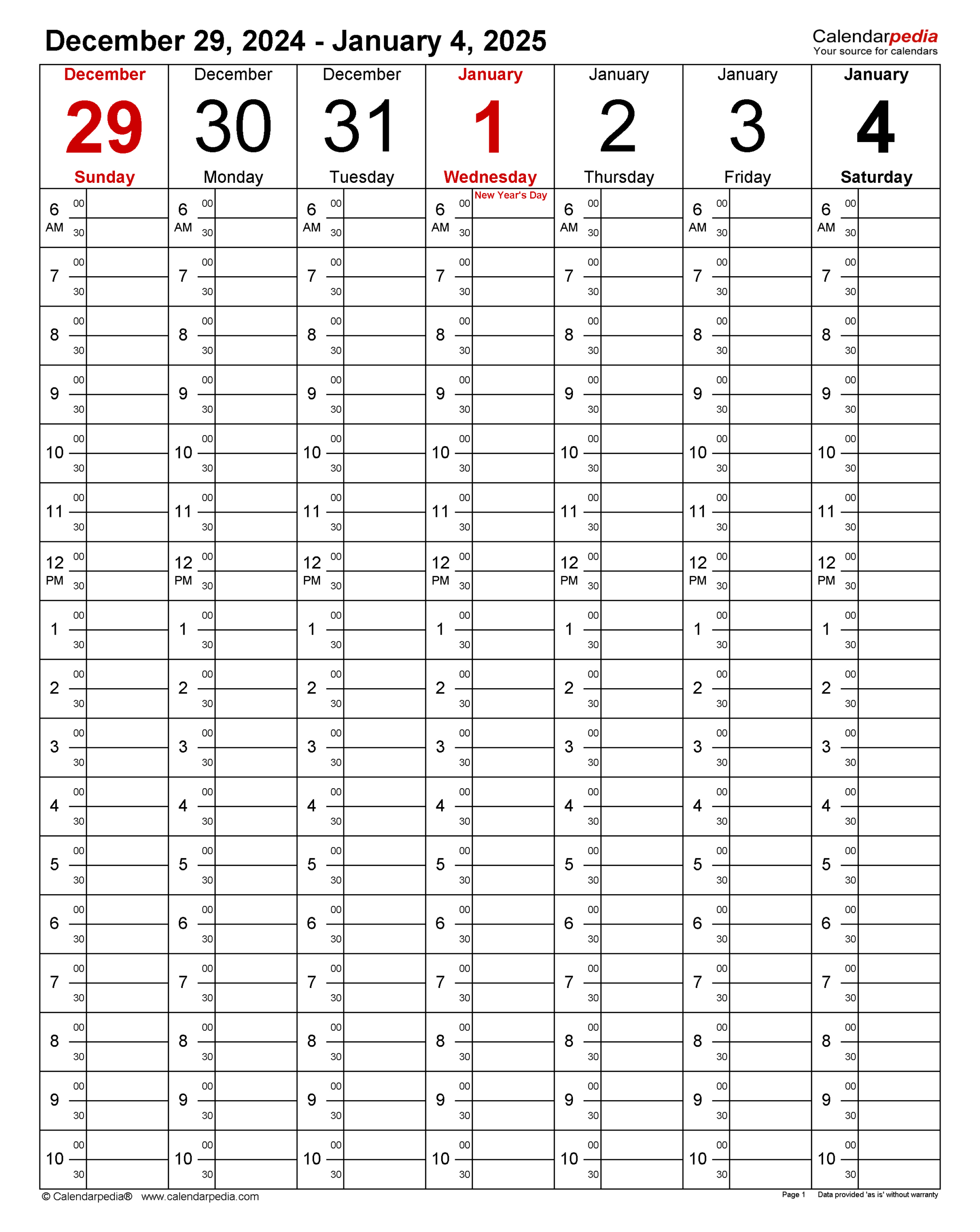 Weekly Calendars 2025 For Pdf - 12 Free Printable Templates intended for Calendar 2025 With Time Slots Printable