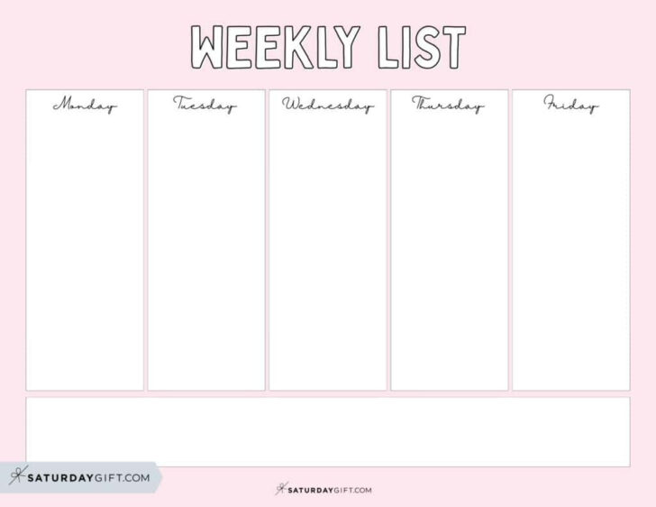 7 Day Calendar Printable