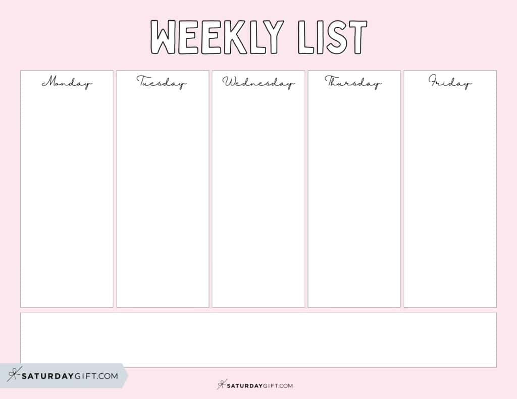 Weekly Planner Printable - 39 Cute Free Weekly Calendar Templates intended for 7 Day Calendar Printable