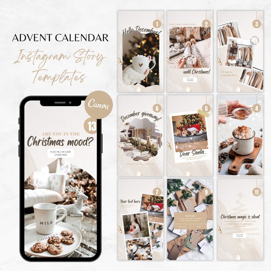 Weihnachten Advents Vorlage Instagram Story, Advent Kalender Vorlage Gold, Urlaub Instagram Story Vorlagen, Weihnachten Story Instagram Idee - Etsy.de pertaining to Advent Calendar 2025 Christmas Story Printable