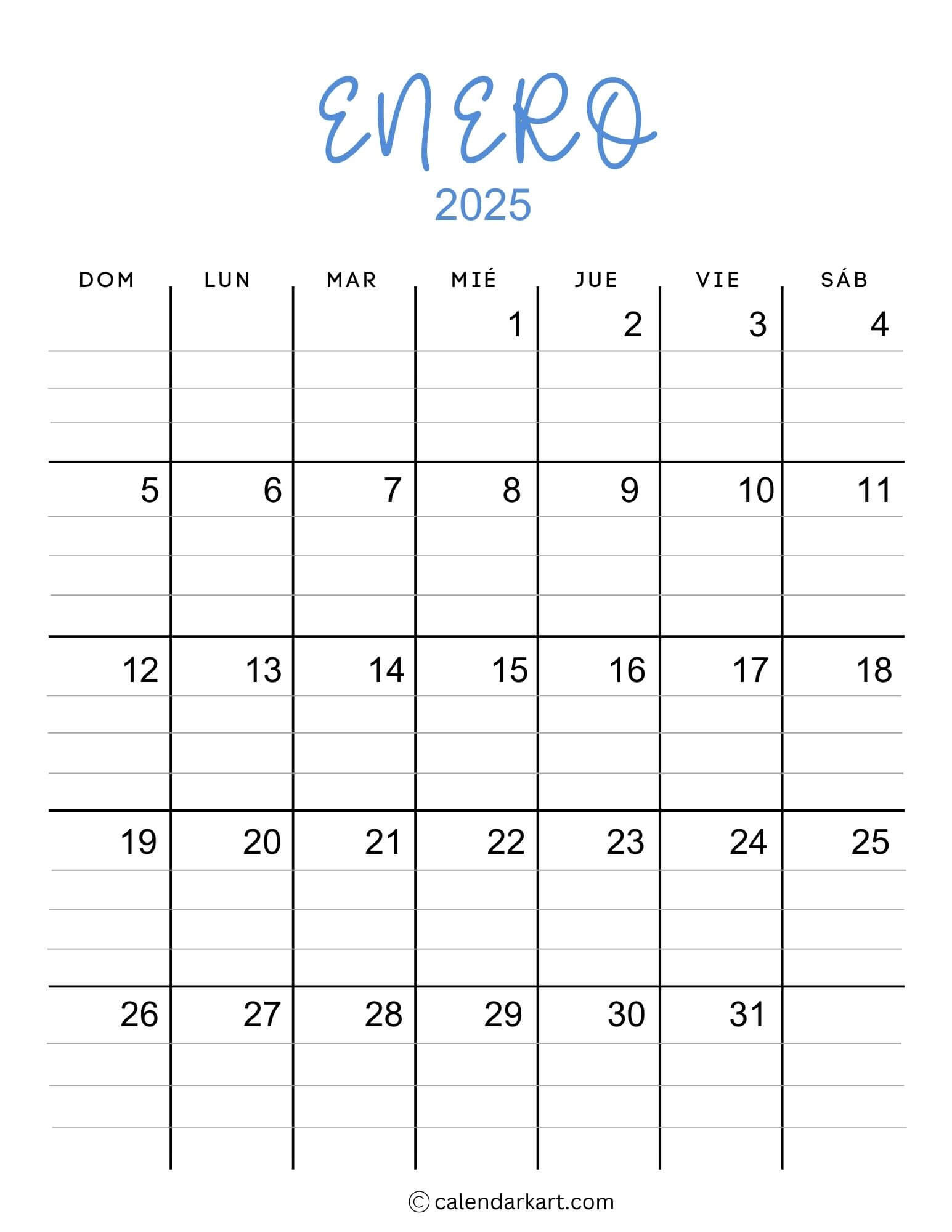 40+ Printable January 2025 Calendars | Free Pdf - Calendarkart with regard to Printable 3 Month Calendar December January February 2025