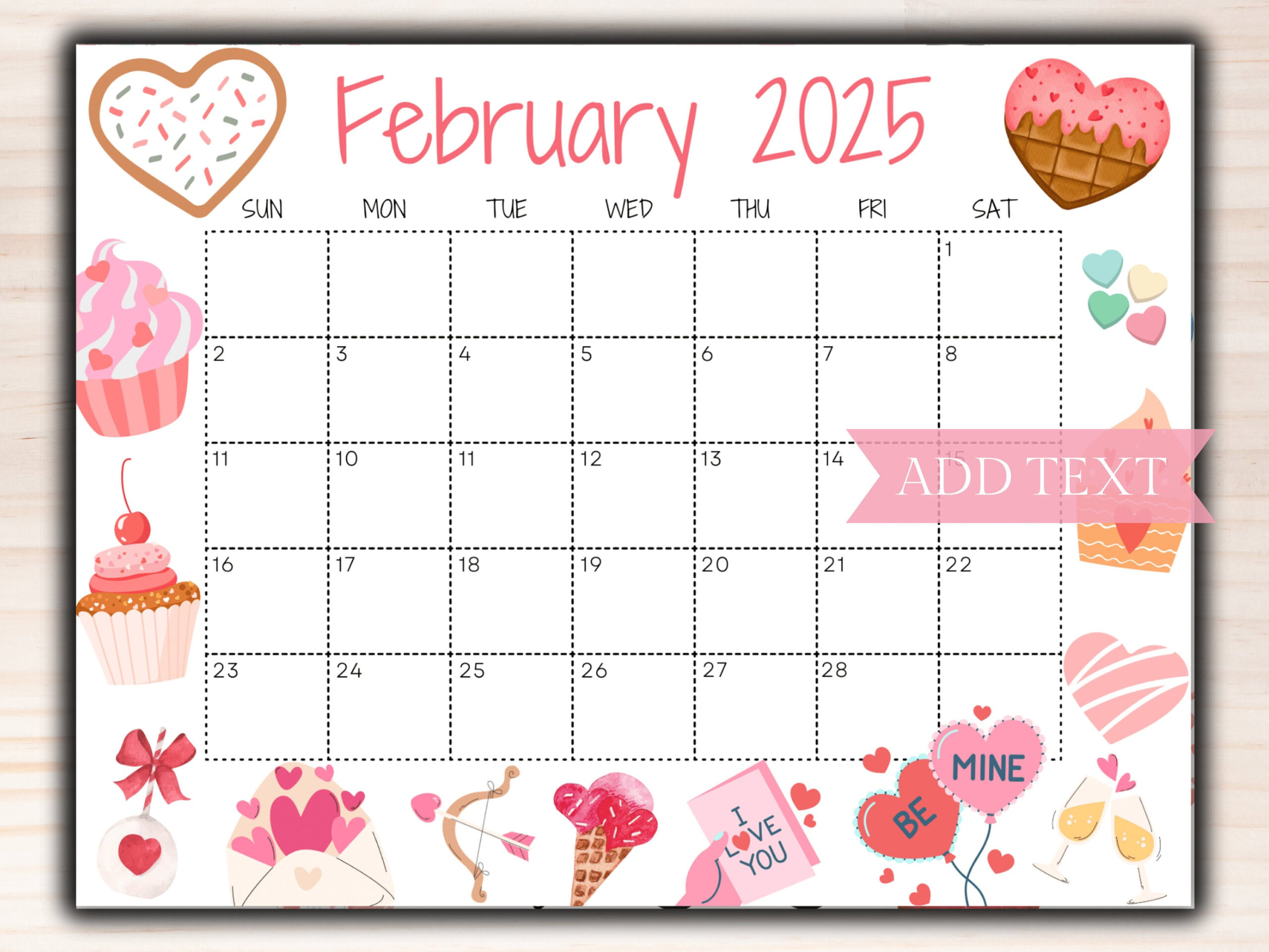 Editable February Calendar 2025, Printable Calendar 2025, Cute pertaining to Cute Printable February Calendar 2025