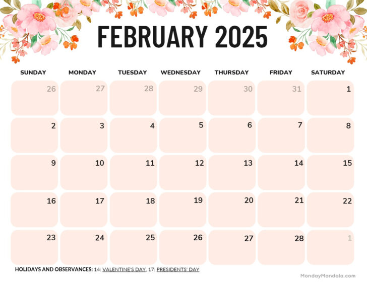 Calendar Printable February 2025