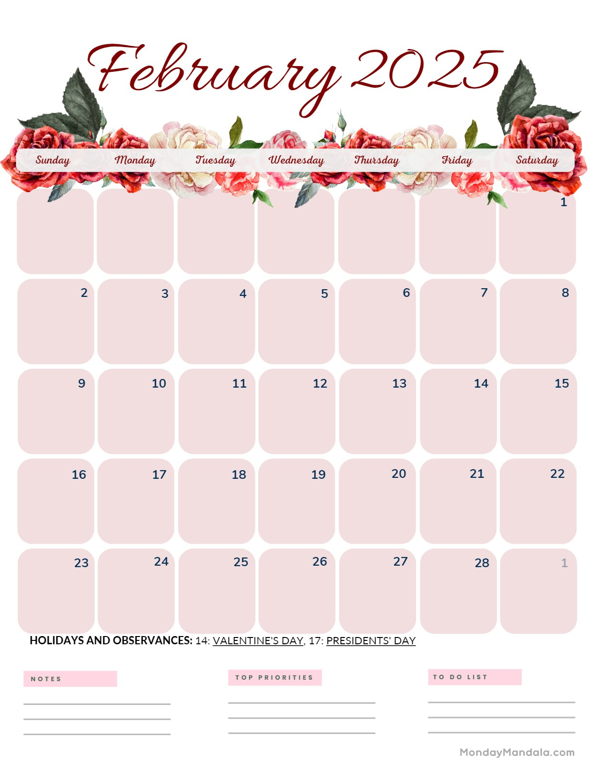 February 2025 Calendar (52 Free Pdf Printables) inside February 2025 Calendar Printable Portrait