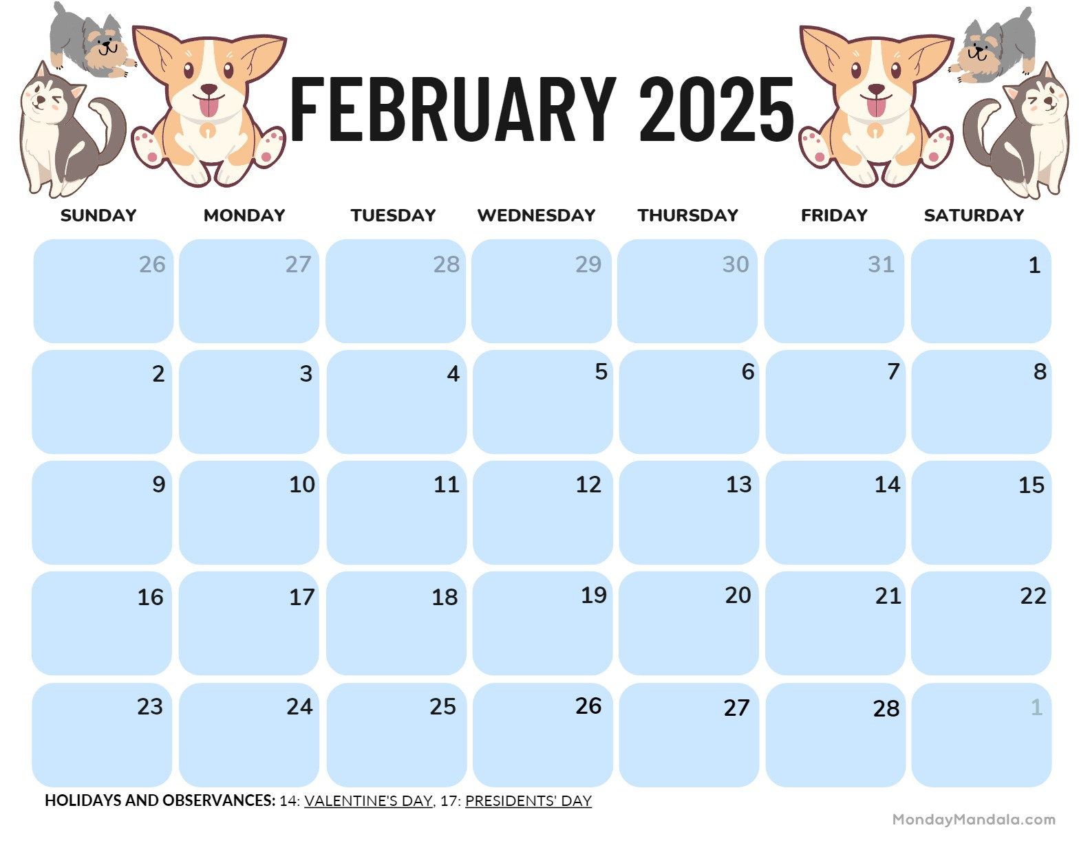 February 2025 Calendar (52 Free Pdf Printables) within Cute February 2025 Calendar Printable