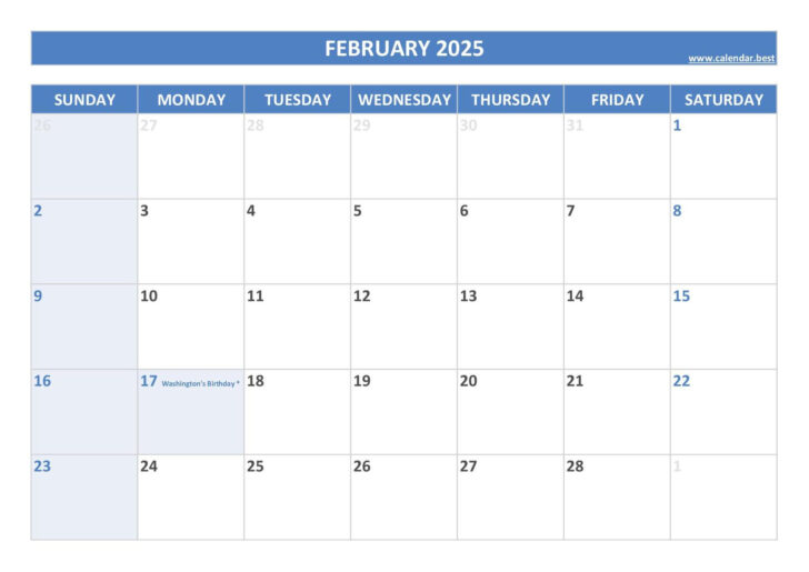 Feb 2025 Calendar With Holidays Printable