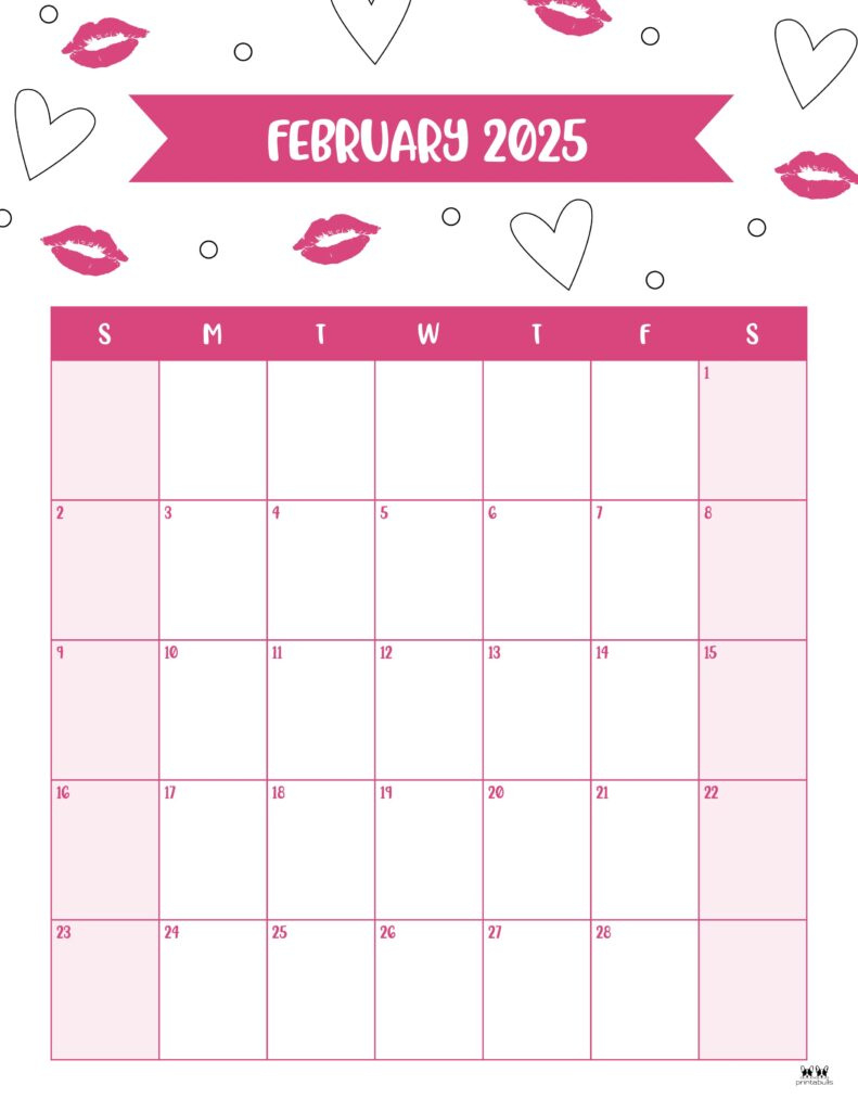 February 2025 Calendars - 107 Free Printables | Printabulls for February 2025 Calendar Printable Vertical