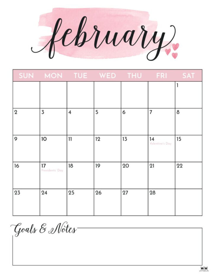 February Calendar 2025 Printables