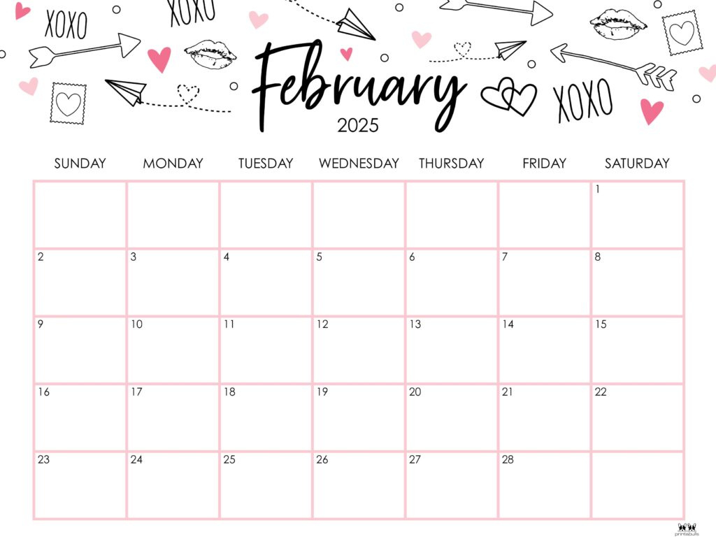 February 2025 Calendars - 107 Free Printables | Printabulls intended for February 2025 Calendar Printable With Lines