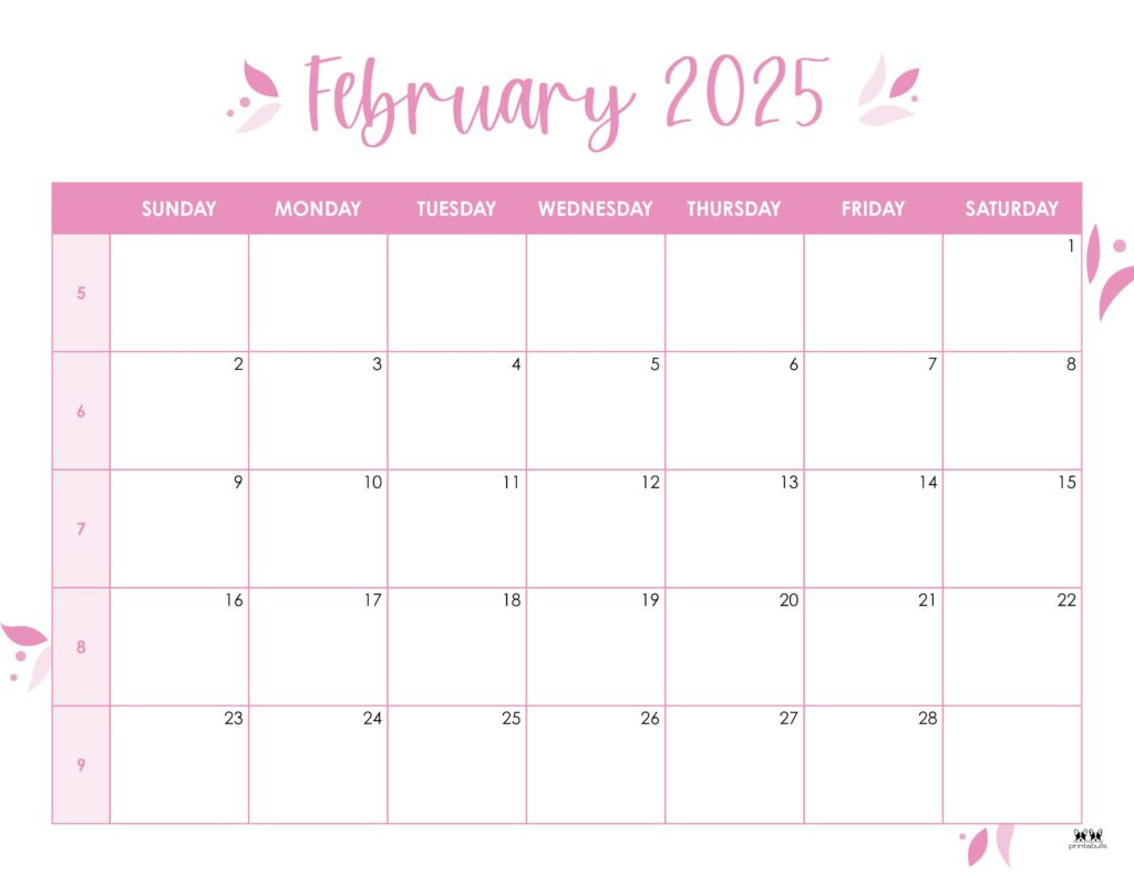 February 2025 Calendars - 107 Free Printables | Printabulls throughout Free Printable February Calendar 2025 Numbers