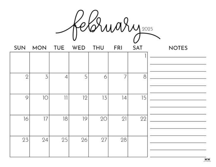 Calendar Template February 2025 Printable