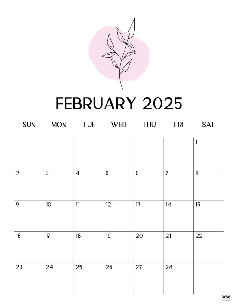 February 2025 Calendars - 107 Free Printables | Printabulls with February 2025 Calendar Vertical Printable