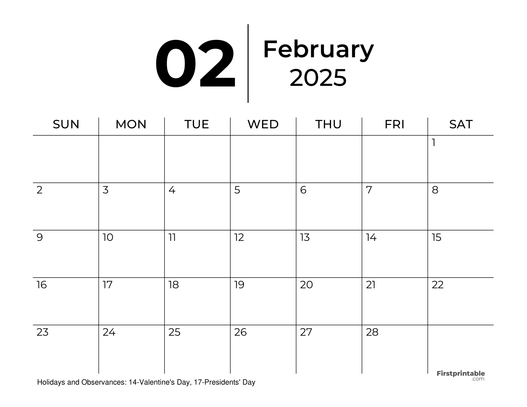 February 2025 Calendars - Free Printable &amp;amp; Fillable within February 2025 Calendar Printable With Lines