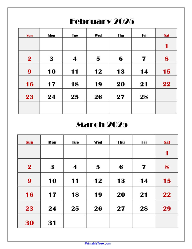 February March Calendar 2025 Printable