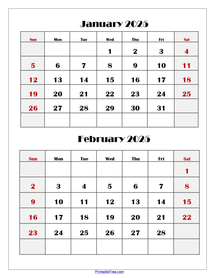 January February Calendar 2025 Printable