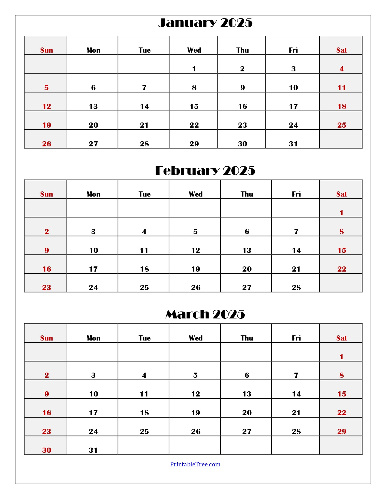 January To March 2025 Calendar | Three Months Calendar regarding January February March 2025 Calendar Printable