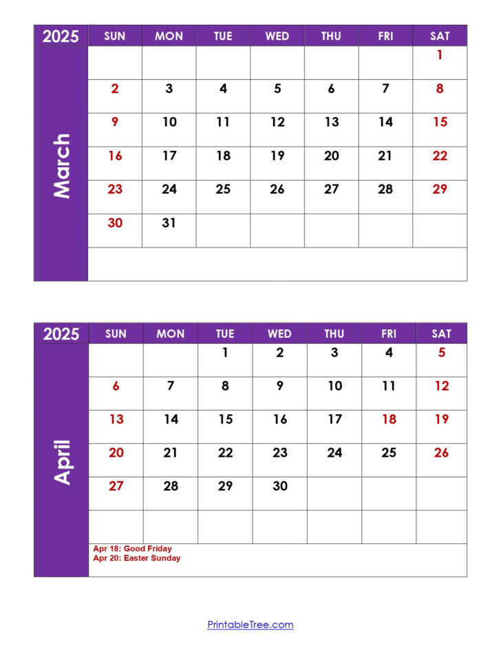 February March April 2025 Calendar Printable