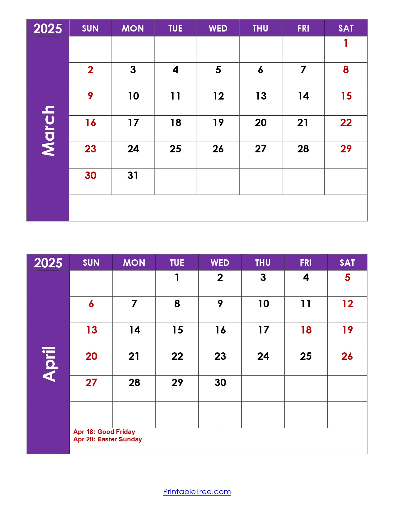 March And April 2025 Calendar Printable | Two Months Calendar within February March April 2025 Calendar Printable