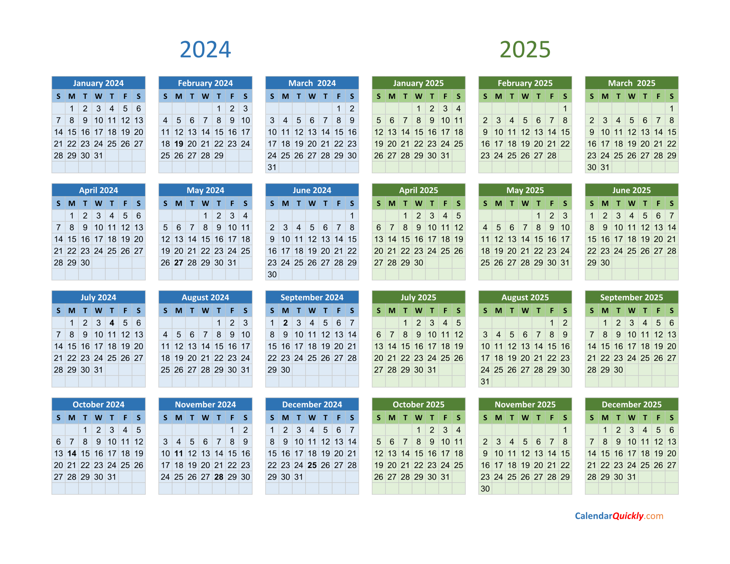 2024 And 2025 Calendar | Calendar Quickly with April 2024 to March 2025 Calendar Printable