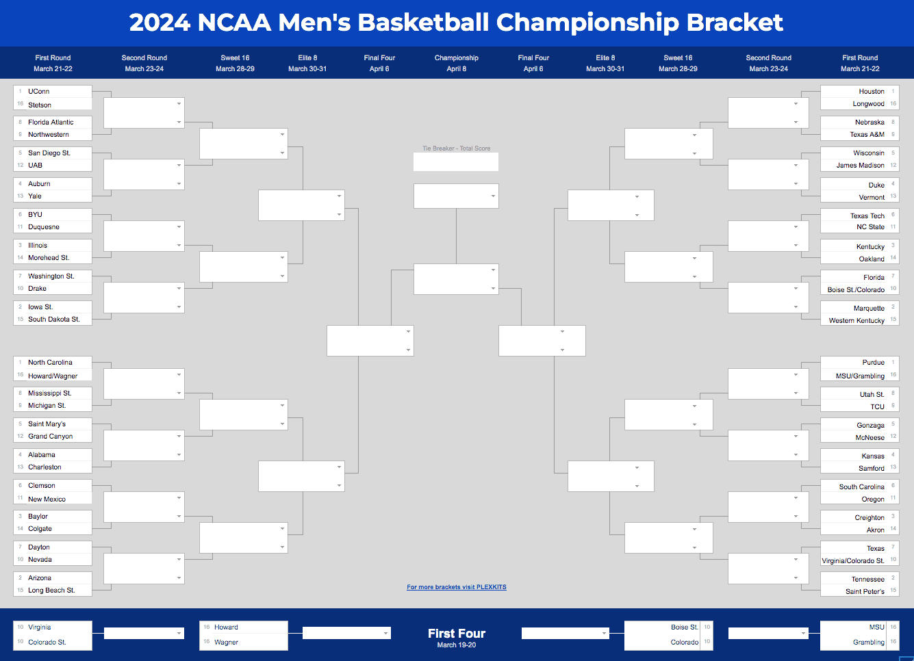 2025 March Madness Bracket (Excel &amp;amp; Google Sheets Template) in March Madness 2025 Calendar Printable