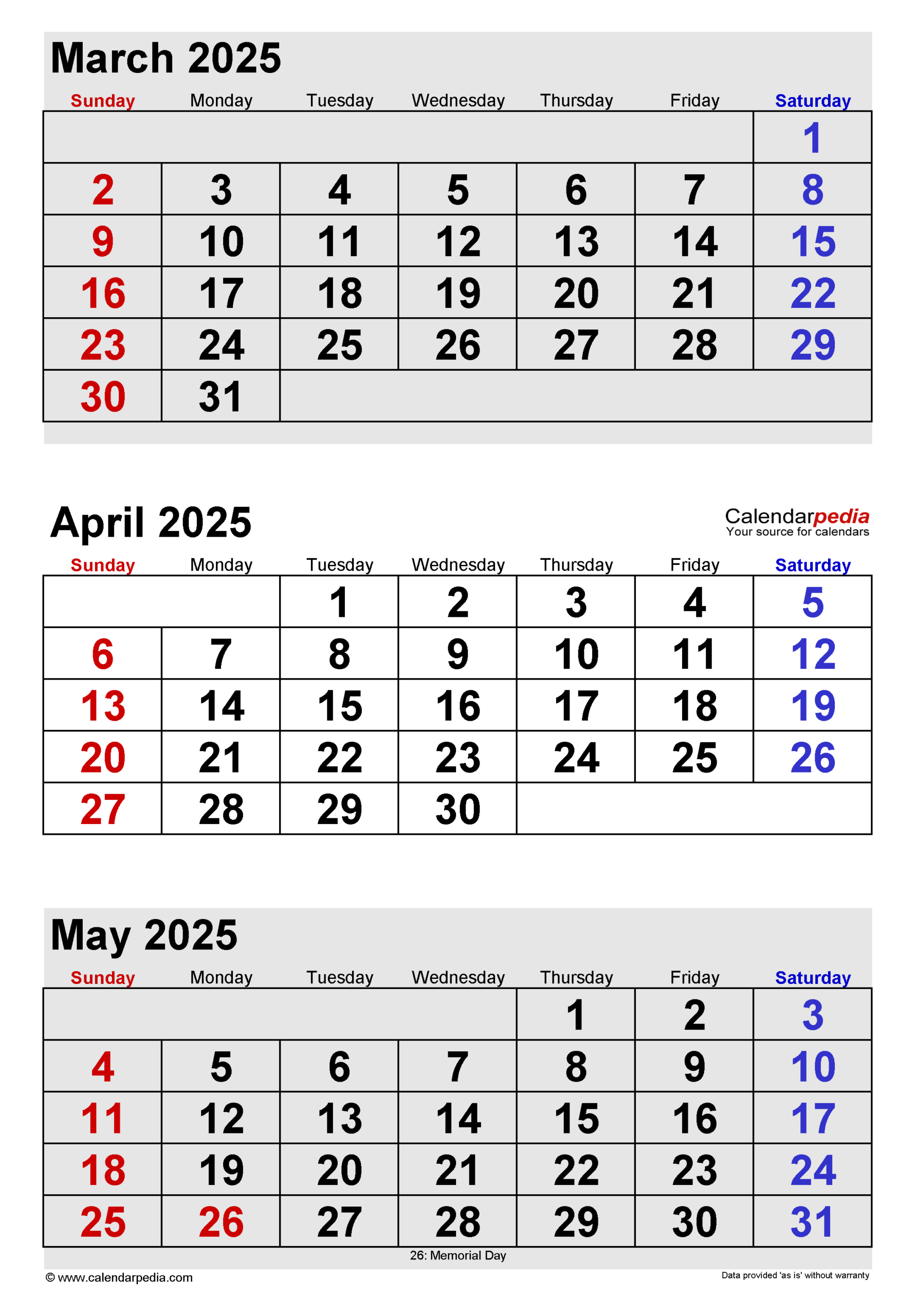 April 2025 Calendar | Templates For Word, Excel And Pdf for March April May Printable Calendar 2025