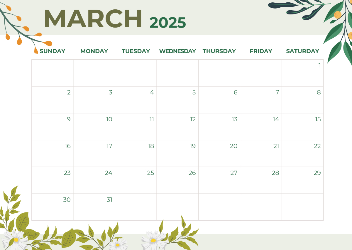 Free March 2025 Digital Calendar Template To Edit Online in March 2025 Editable Printable Calendar