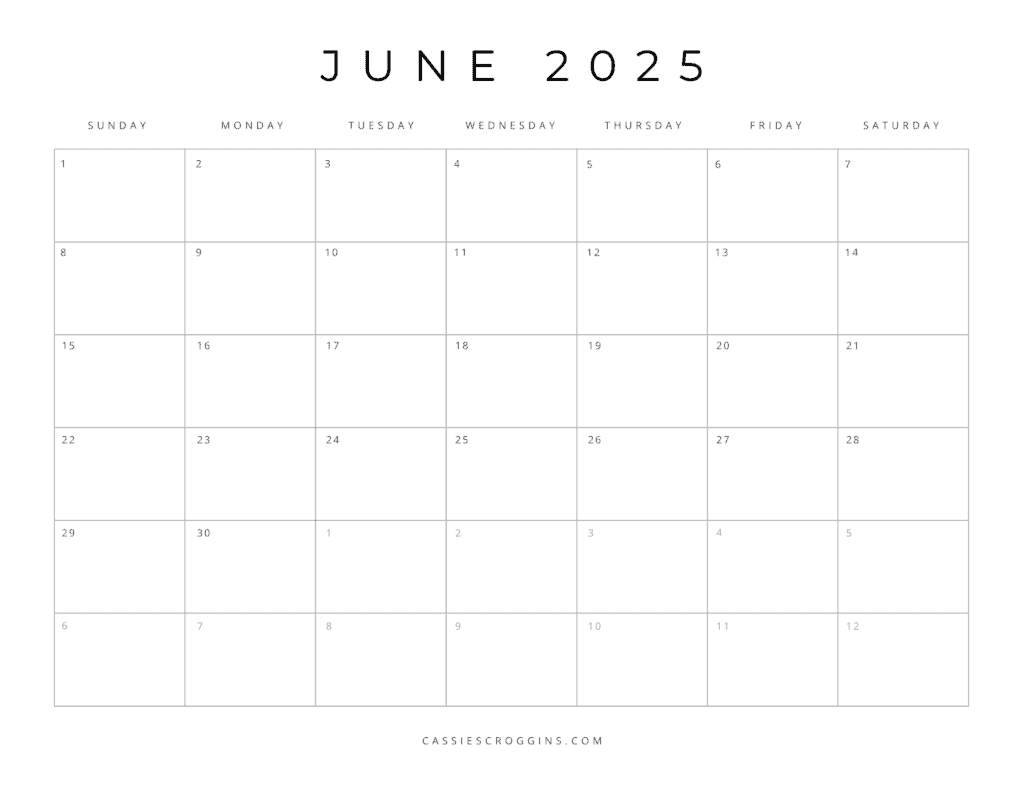 Free Printable 2025 Blank Calendar Templates (All 12 Months) for March 2025 Blank Printable Calendar