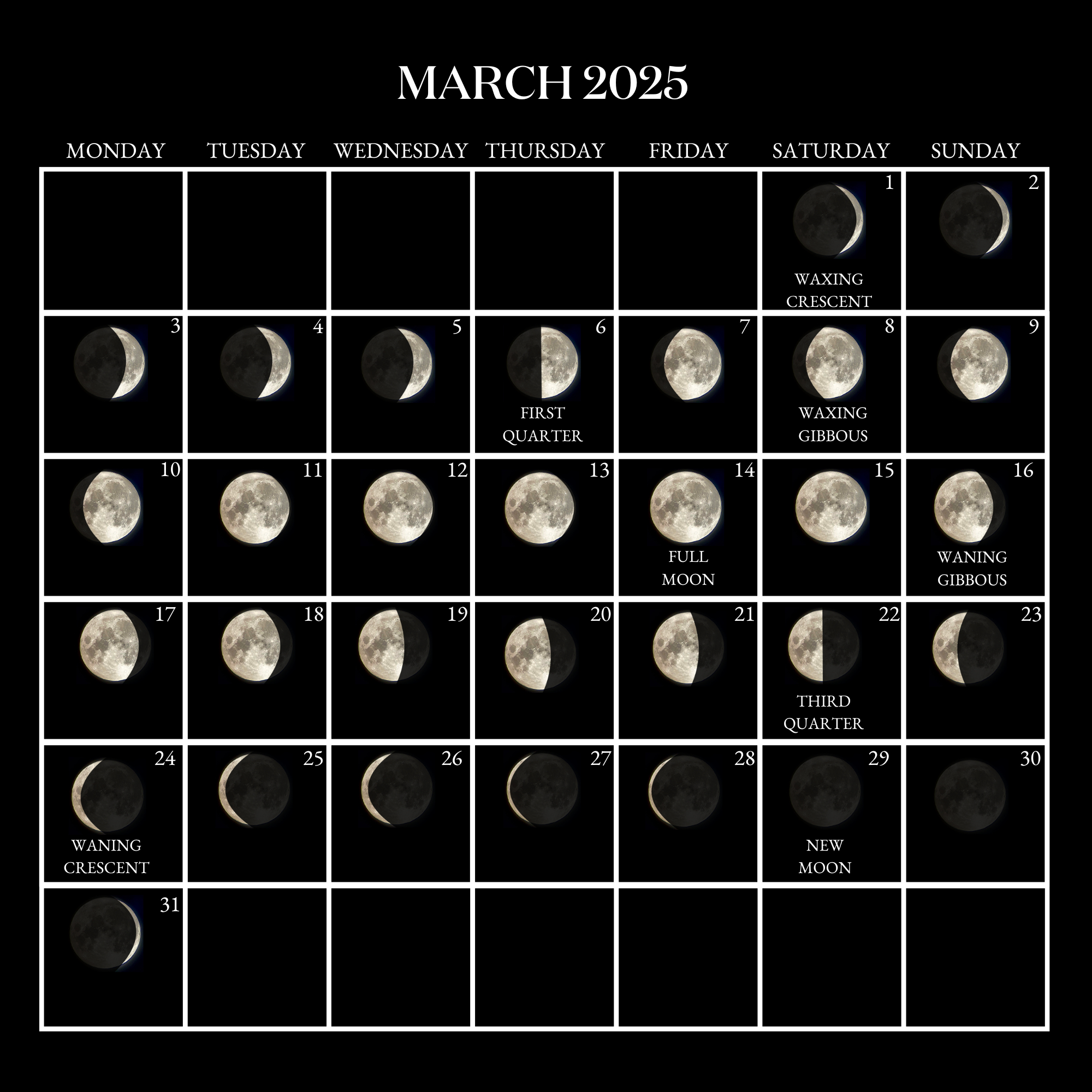 Jurlique Moon Calender 2025 楽しく inside Moon Calendar March 2025