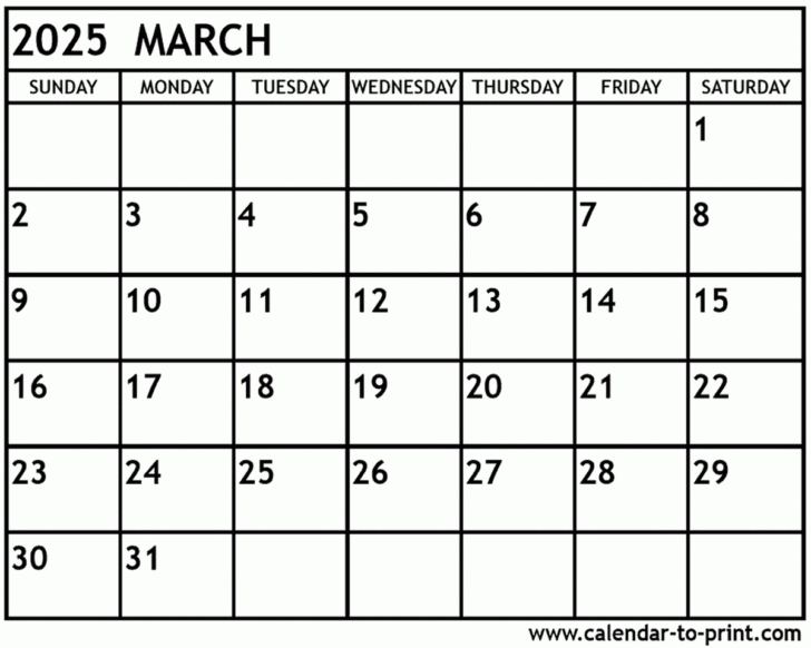 Printable March 2025 Calendar