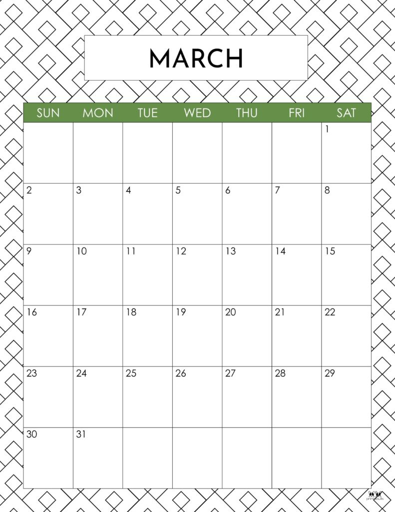 March 2025 Calendars - 107 Free Printables | Printabulls for Blank Printable March Calendar 2025