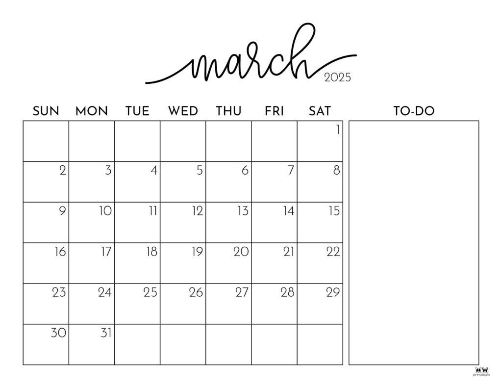 March 2025 Calendars - 107 Free Printables | Printabulls for Free Printable March 2025 Calendar Word