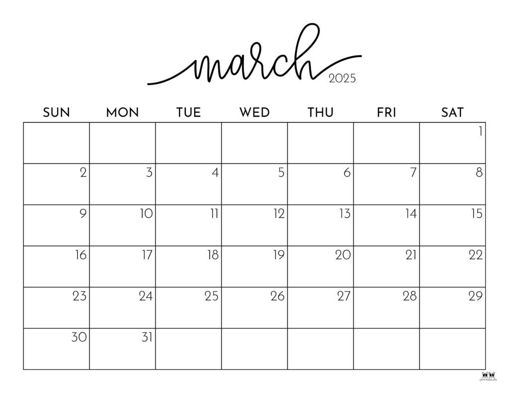 March 2025 Calendars - 107 Free Printables | Printabulls for March 2025 Editable Printable Calendar