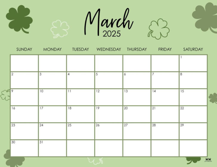 Blank Calendar March 2025 Free Printable