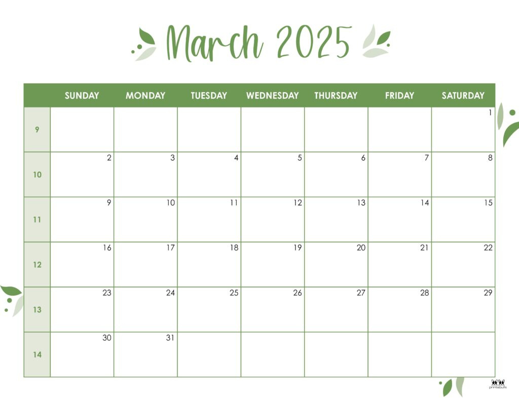 March 2025 Calendars - 107 Free Printables | Printabulls in March Weekly Calendar Printable 2025