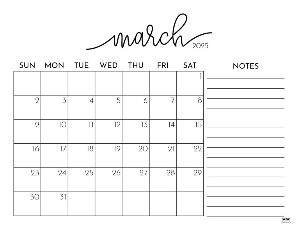 March 2025 Calendars - 107 Free Printables | Printabulls inside Cute March 2025 Calendar Printable