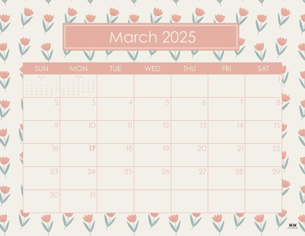 March 2025 Calendars - 107 Free Printables | Printabulls intended for March 2025 Calendar Cute